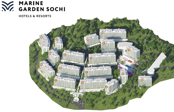 План расположения корпусов Marine Garden Sochi