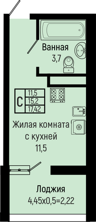 Планировка Студия 17,42 м²