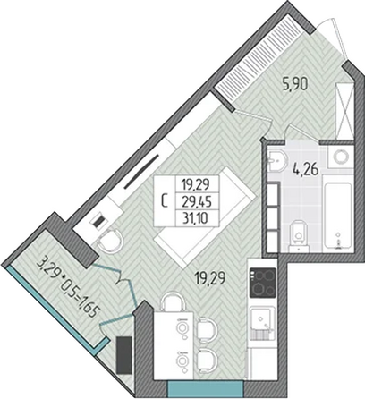 Планировка Студия 31,1 м²