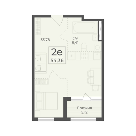 Планировка 2-комн 54,36, 57,66 м²