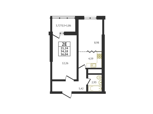 Планировка Студия 36,04 м²