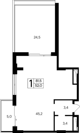 Планировка Апартамент 81,5, 82 м²
