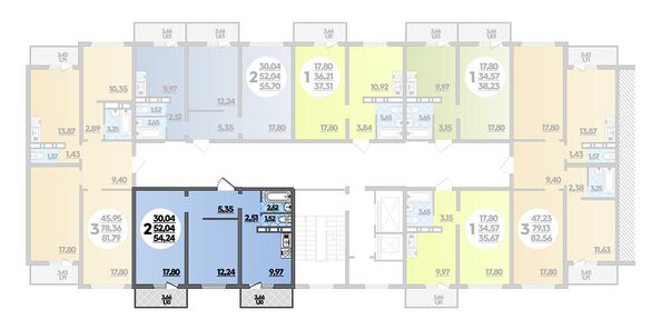 Планировка 2-комн 54,24 м²