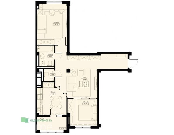 Планировка 2-комн 72,3 м²