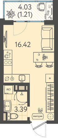 Планировка 1-комн 21,02 м²