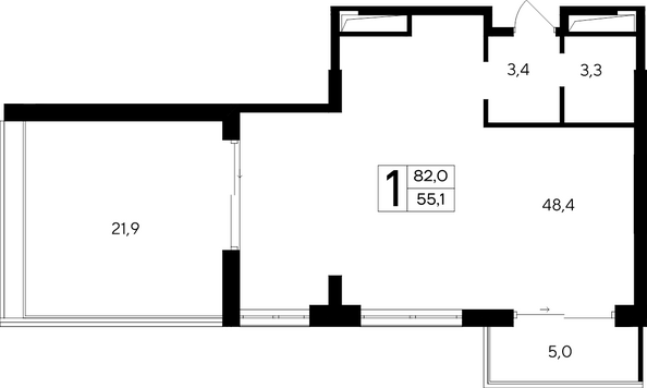 Планировка Апартамент 82 м²
