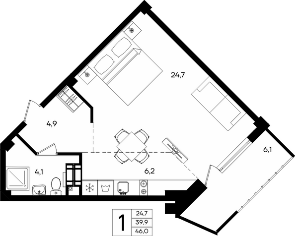 Планировка Апартамент 46 м²