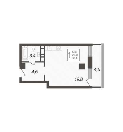 Планировка Студия 32,4 м²