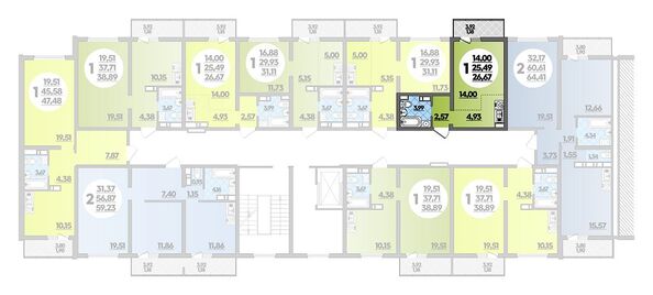 Планировка 1-комн 26,67 м²