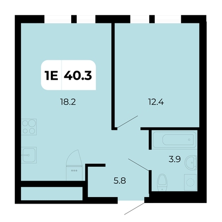 Планировка 1-комн 40,3 м²