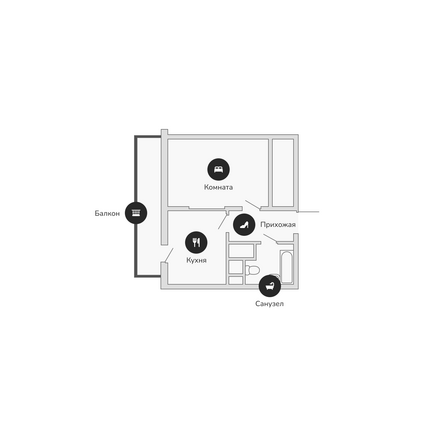 Планировка 1-комн 36,93 м²