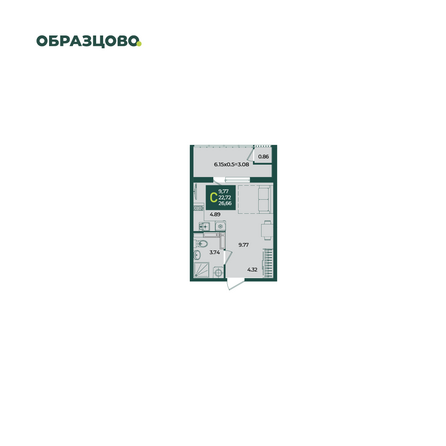Планировка Студия 26,66 м²