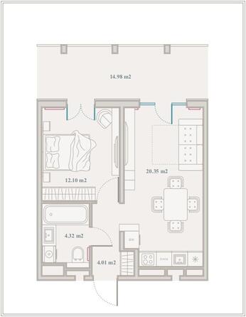 Планировка  52 м²