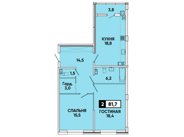 Планировка 2-комн 81,7 м²