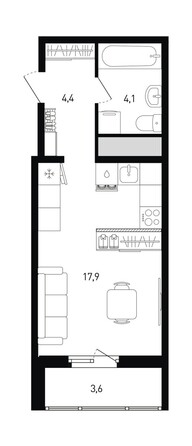 Планировка Студия 28, 28,2 м²