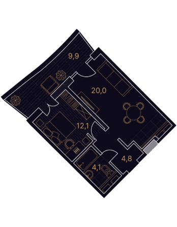 Планировка 2-комн 50,9 м²