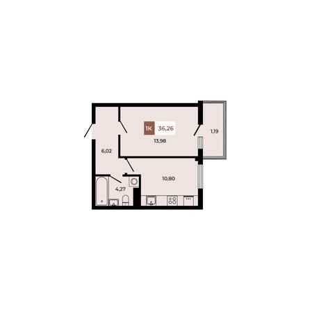 Планировка 1-комн 36,26 м²