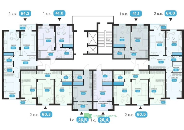 Планировка 2-комн 60,3 м²