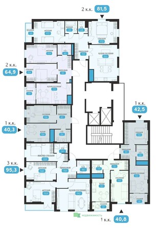 Планировка 1-комн 40,8 м²