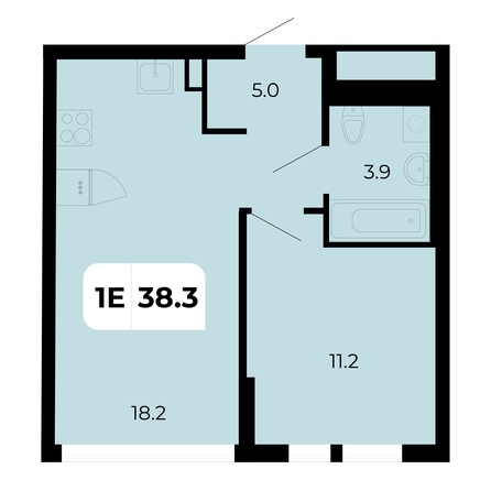 Планировка 1-комн 38,3 м²