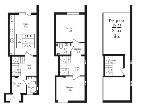 Планировка 2-комн 83,5 м²