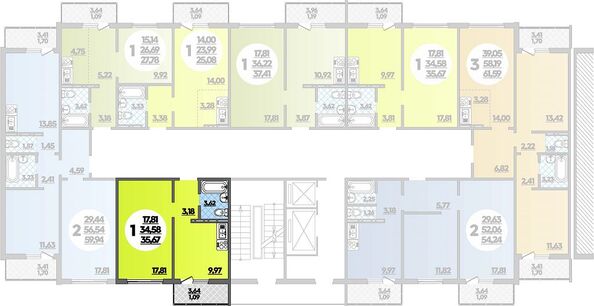 Планировка 1-комн 35,67 м²