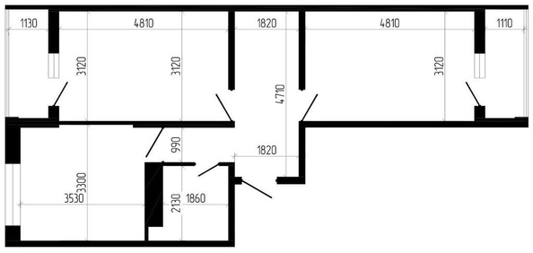 Планировка 2-комн 62,7, 62,8 м²