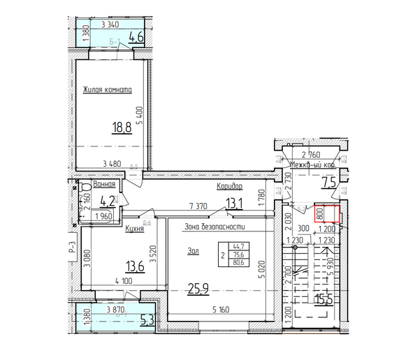 Планировка 2-комн 80,6 м²