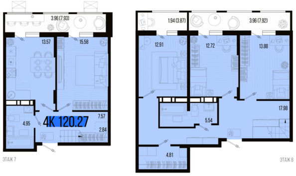 Планировка 4-комн 120,27 м²