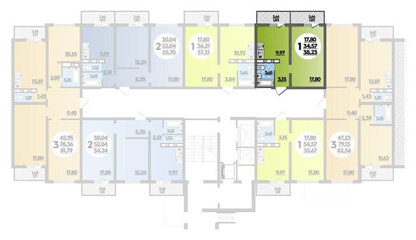 Планировка 1-комн 38,23 м²