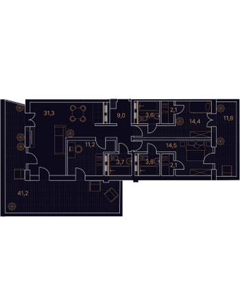 Планировка 4-комн 148,3 м²