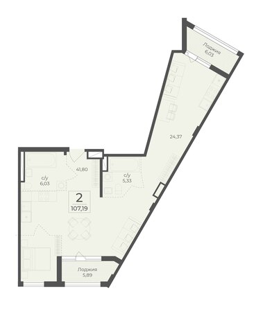 Планировка 2-комн 107,19 м²