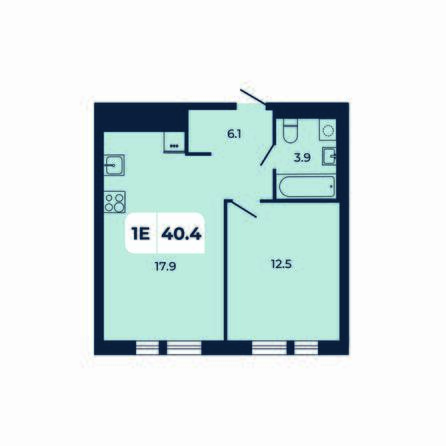 Планировка 1-комн 40,4 м²