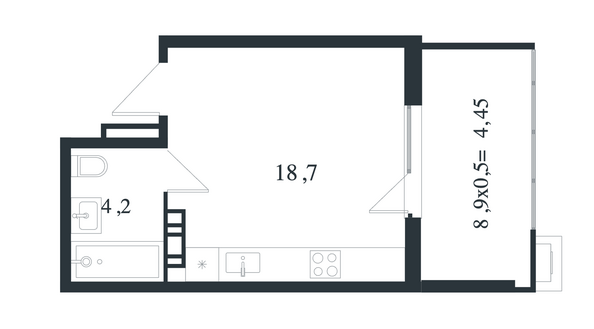 Планировка Студия 27,35 м²