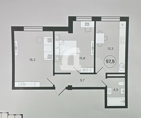 
   Продам 2-комнатную, 57.5 м², Шоссейная ул, 70/1к4

. Фото 1.