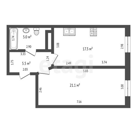 
   Продам 1-комнатную, 48.9 м², Песочная ул, 1/5

. Фото 8.