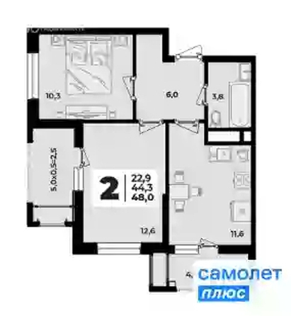 
   Продам 2-комнатную, 48 м², Родной дом 2, литера 1

. Фото 8.