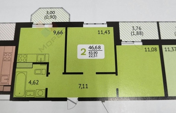 
   Продам 2-комнатную, 46.7 м², Красных Партизан ул, 1/4 к16

. Фото 5.
