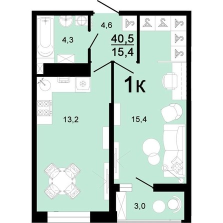 
   Продам 1-комнатную, 40.5 м², Горячий, литера 4

. Фото 1.