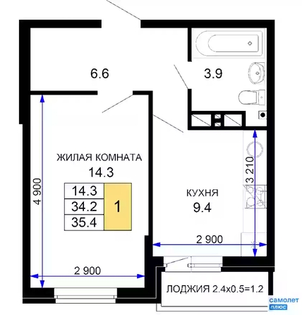 
   Продам 1-комнатную, 35.4 м², Позднякова ул, 2 к18

. Фото 10.