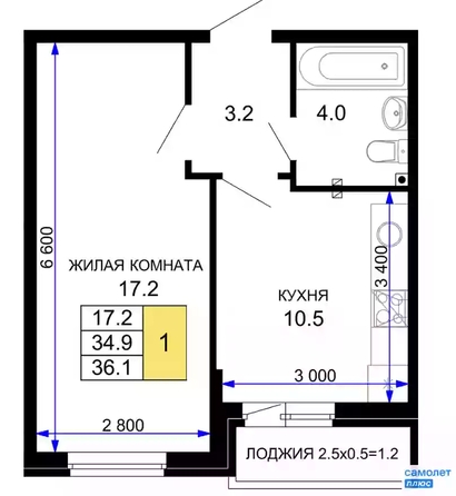 
   Продам 1-комнатную, 36.1 м², Позднякова ул, 2 к18

. Фото 10.