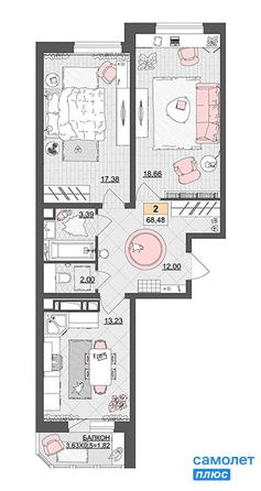 
   Продам 2-комнатную, 68.48 м², Лучший, литер 2

. Фото 2.