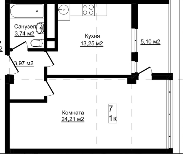 
   Продам 1-комнатную, 45.56 м², Пластунская ул, 104А

. Фото 7.