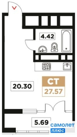 
   Продам студию, 27.57 м², Сердце

. Фото 2.