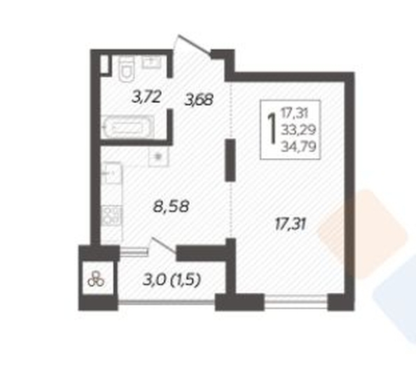 
   Продам 1-комнатную, 34.5 м², Питерская ул, 40

. Фото 8.