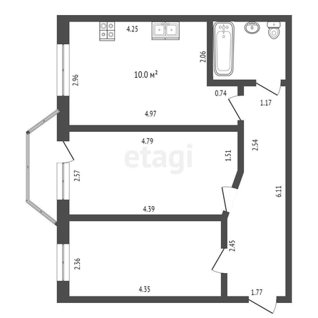 
   Продам 2-комнатную, 49.6 м², Тургенева ул, 3а/16

. Фото 34.