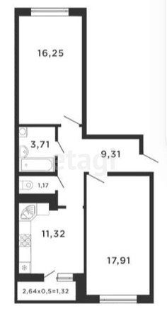 
   Продам 2-комнатную, 60.2 м², Конгрессная ул, 19/1

. Фото 18.