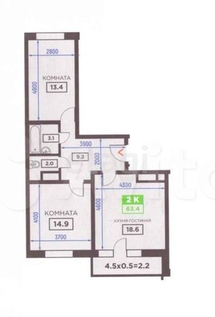 
   Продам 2-комнатную, 70 м², Домбайская ул, 55

. Фото 12.