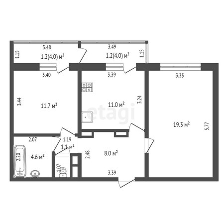 
   Продам 2-комнатную, 56.5 м², Восточно-Кругликовская ул, 71

. Фото 10.