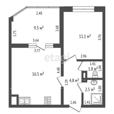 
   Продам 1-комнатную, 37 м², Любимово мкр, 16

. Фото 12.